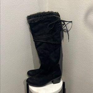 Merona Black Over the Knee Boots with Slouchy Design NWOT